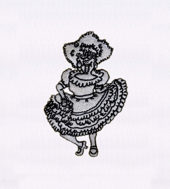 Black and White Dancing Old Lady Embroidery Design