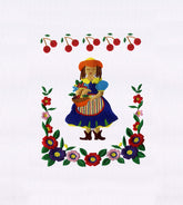 Flowers and Fruits Collecting Girl Embroidery Design