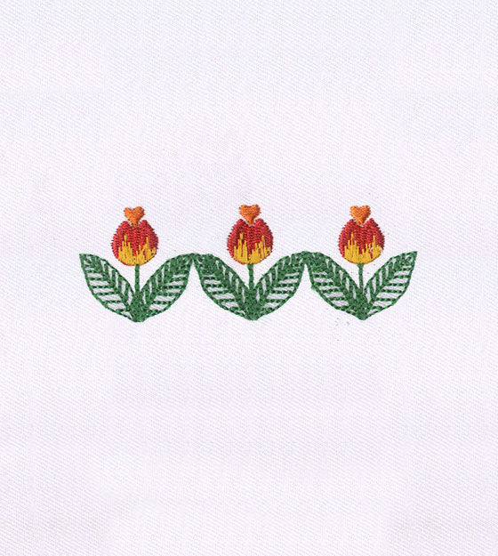 Delicately Detailed Flower Border Embroidery Design