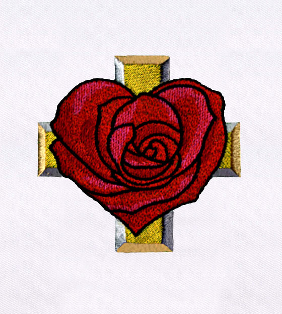 Heart Rose and a Cross Embroidery Design