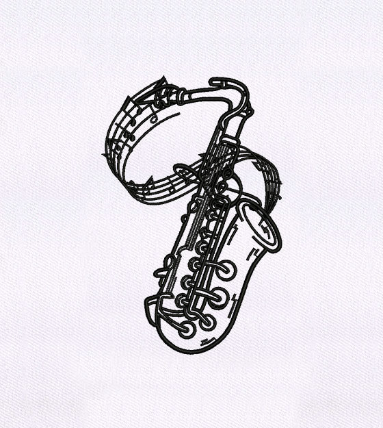 Beautiful Notes Playing Saxophone Embroidery Design