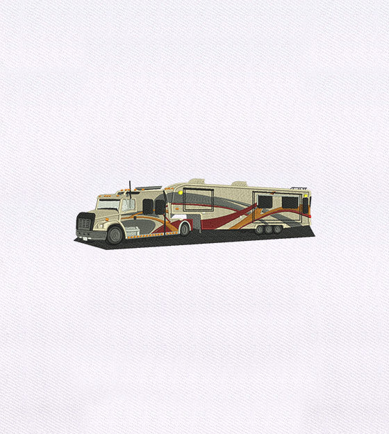 Modern Camouflage Trailer Truck Embroidery Design