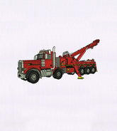 Large Red Crane Truck Embroidery Design
