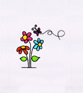 Vibrant Flowers and Tiny Butterfly Embroidery Design