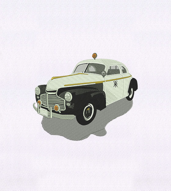 Vintage Styled Police Cars Embroidery Design