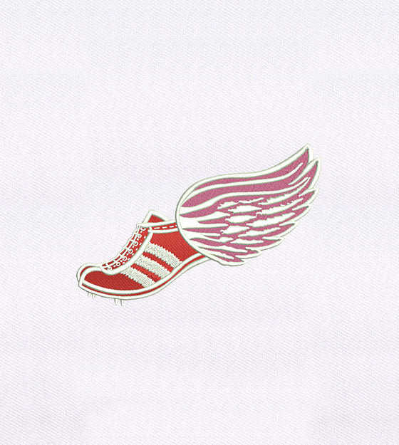 Winged High Flying Red Shoe Embroidery Design