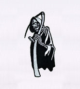 Black and White Hooded Grim Reaper Embroidery Design