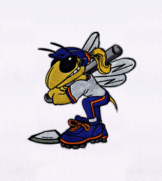 Baseball Playing Lady Bug Embroidery Design
