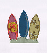Colorful Hawaiian Surfing Boards Embroidery Design
