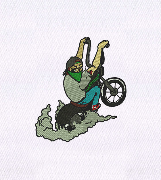 Devil May Care Attitude Biker Embroidery Design