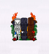 Exquisite Hawaiian Tiki Statues Embroidery Design