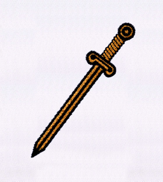 Classically Forged Metal Gray Sword Embroidery Design