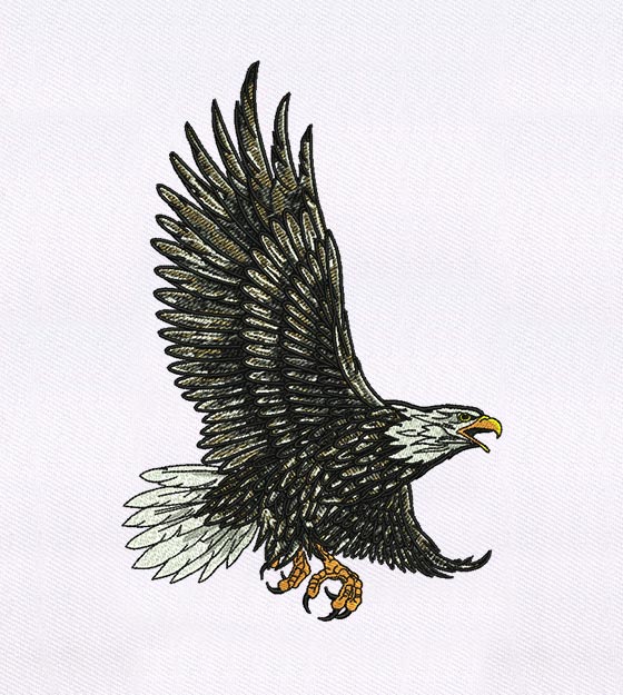 Meticulously Feather Detailed Eagle Embroidery Design