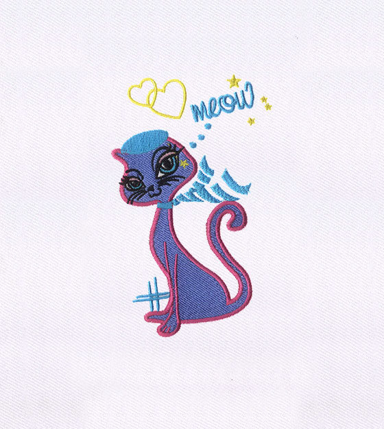 Meowing Cat Embroidery Design