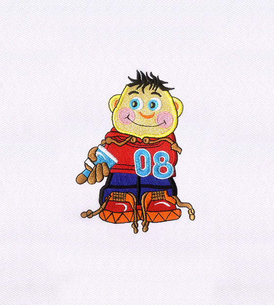 Gleefully Mischievous Young Boy Embroidery Design