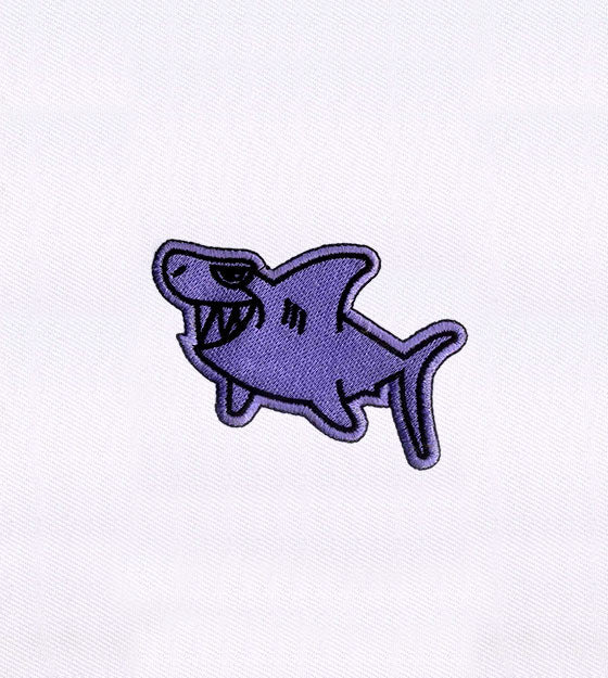 Teeth Baring Purple Shark Embroidery Design