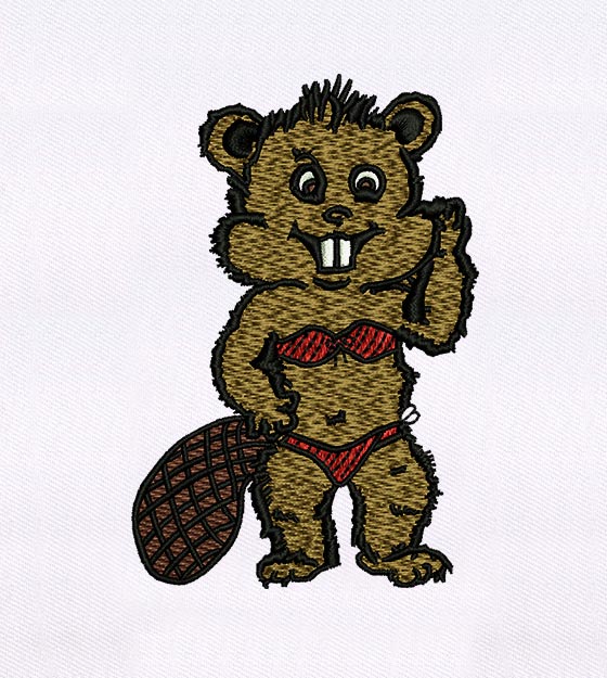 Swimming Costume Adorned Beaver Embroidery Design