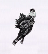 Gray Toned Jockey and Racing Horse Embroidery Design
