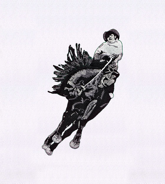 Gray Toned Jockey and Racing Horse Embroidery Design