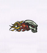Fiery and Agitated Teeth Baring Skull Embroidery Design