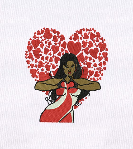 Gorgeously Heart Warming Woman Embroidery Design