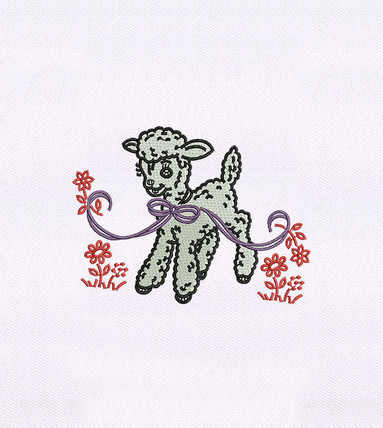 Purple Bow and Mary’s Little Lamb Embroidery Design