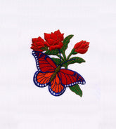 Butterfly and Red Rose Embroidery Design