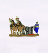 Human Aiding Pulling Horses Embroidery Design