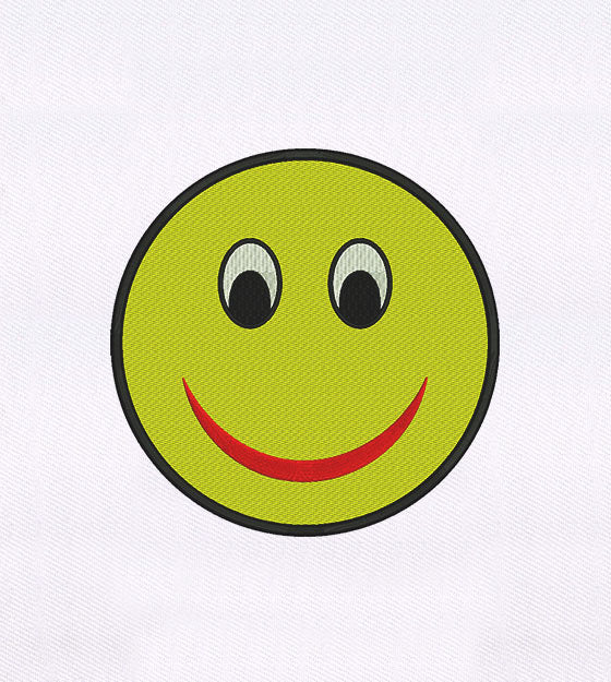 Yellow Uninhibitedly Smiling Emoji Embroidery Design