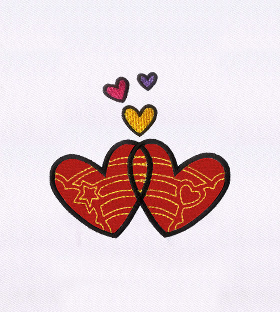 Fanciful Connected Hearts Embroidery Design