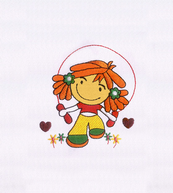 Happily Rope Skipping Girl Applique Embroidery Design