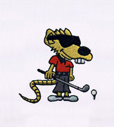 Cool Bucktooth Rat Golfer Embroidery Design