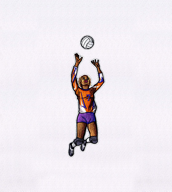 Volleyball Playing Athletic Woman Embroidery Design