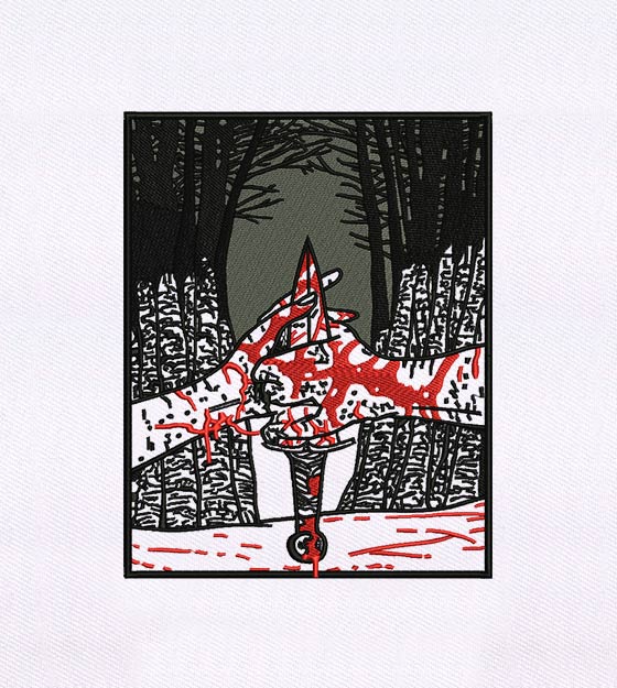 Blood Stained Hands and Knife Embroidery Design