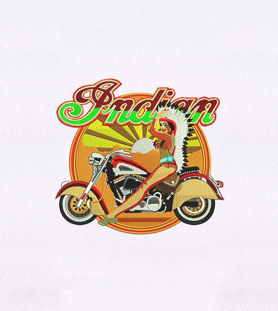 Indian Biker Native American Woman Embroidery Design