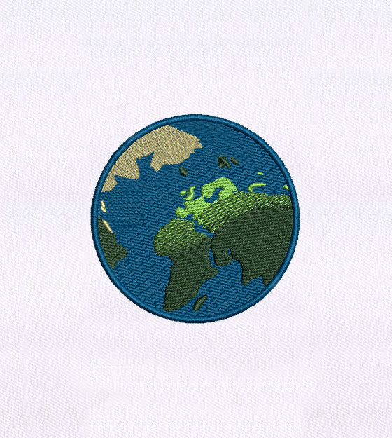 Globe Encasing Planet Earth Embroidery Design