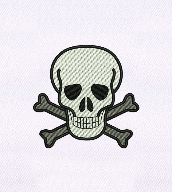 Classic Crossed Skull and Bones Embroidery Design