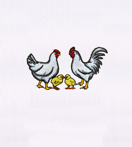 Playful Chicken and Baby Chicks Embroidery Design