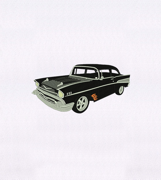 Vintage Themed Black and Gray Car Embroidery Design