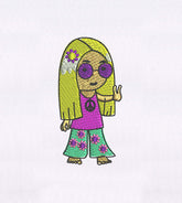 Peace Promoting Hippie Young Girl Embroidery Design