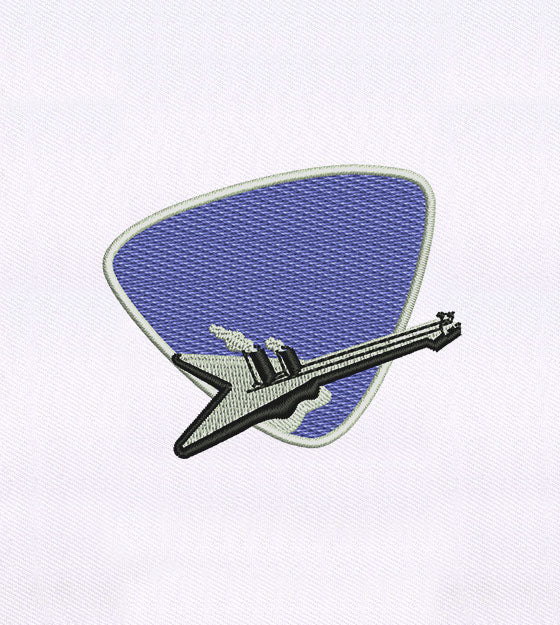 Smoke Raising Puck and Electric Guitar Embroidery Design