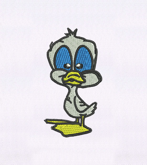 Puzzled Blue Eyed Duckling Cap Embroidery Design