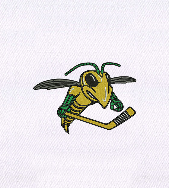 Worked up Hockey Playing Hornet Embroidery Design