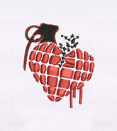 Heart Shaped Red Grenade Cap Embroidery Design