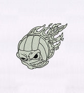 Angry Fiery Volleyball Cap Embroidery Design
