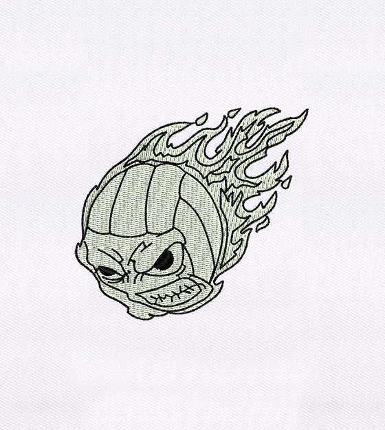 Angry Fiery Volleyball Cap Embroidery Design
