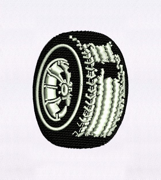 Magnificently Detail Rubber Tire Cap Embroidery Design