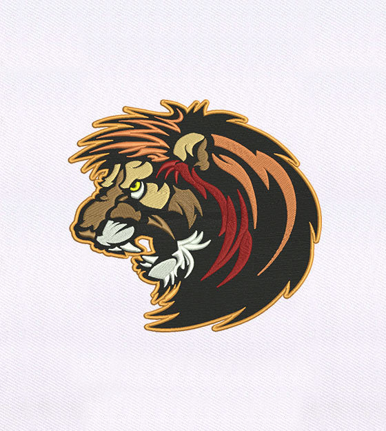 Roaring and Fierce African Lion Embroidery Design