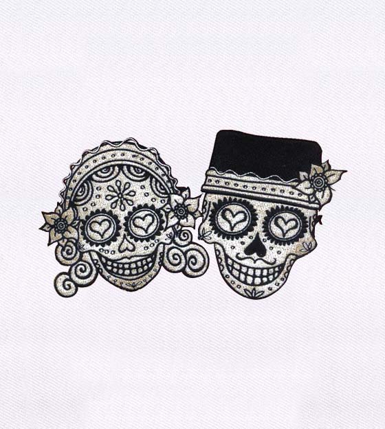 Artistic Skull Bride and Groom Embroidery Design
