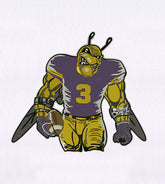 Muscular Football Playing Bug Embroidery Design